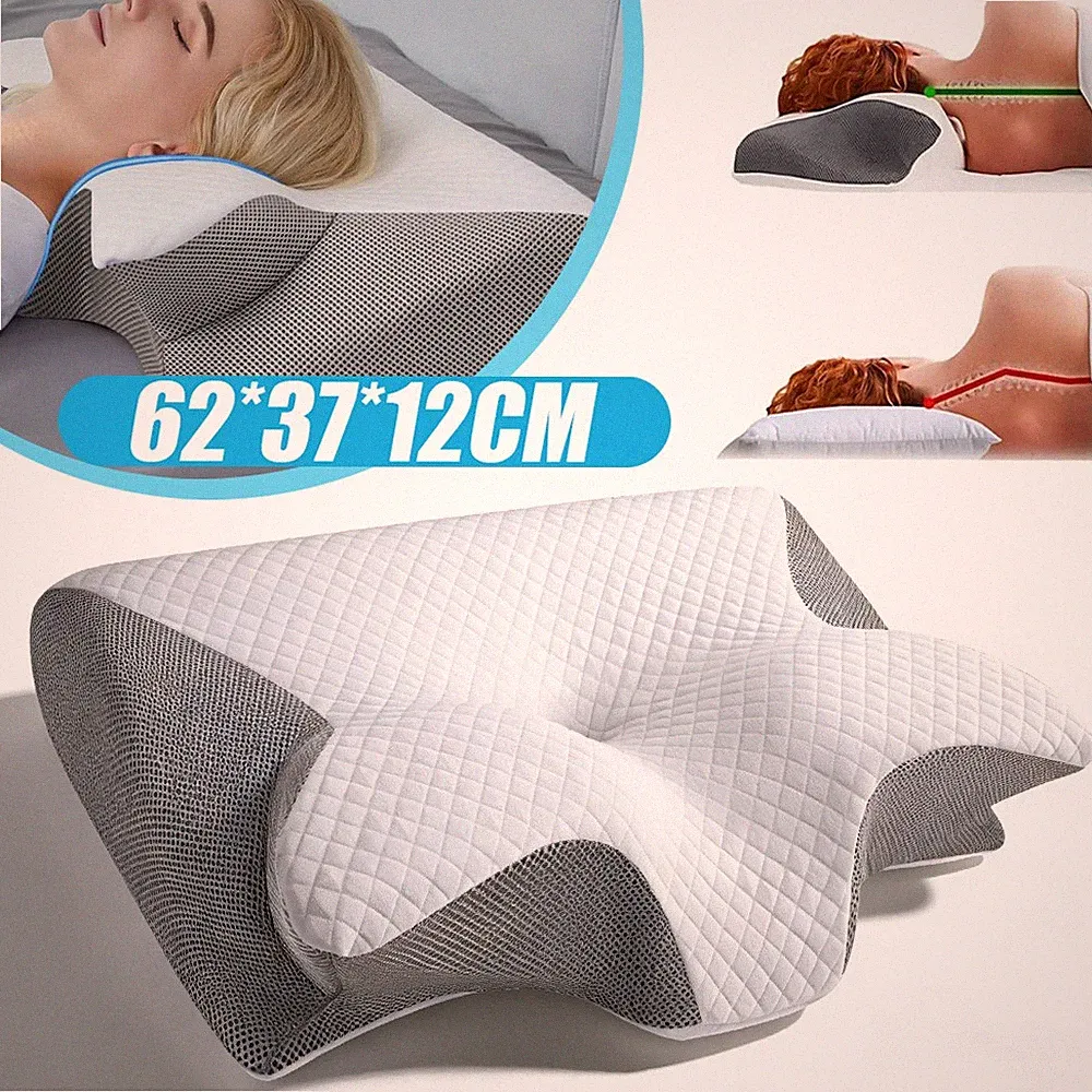 Ergonomisches Nackenkissen Memory Foam Kissen orthopädisch waschbar für Reisen