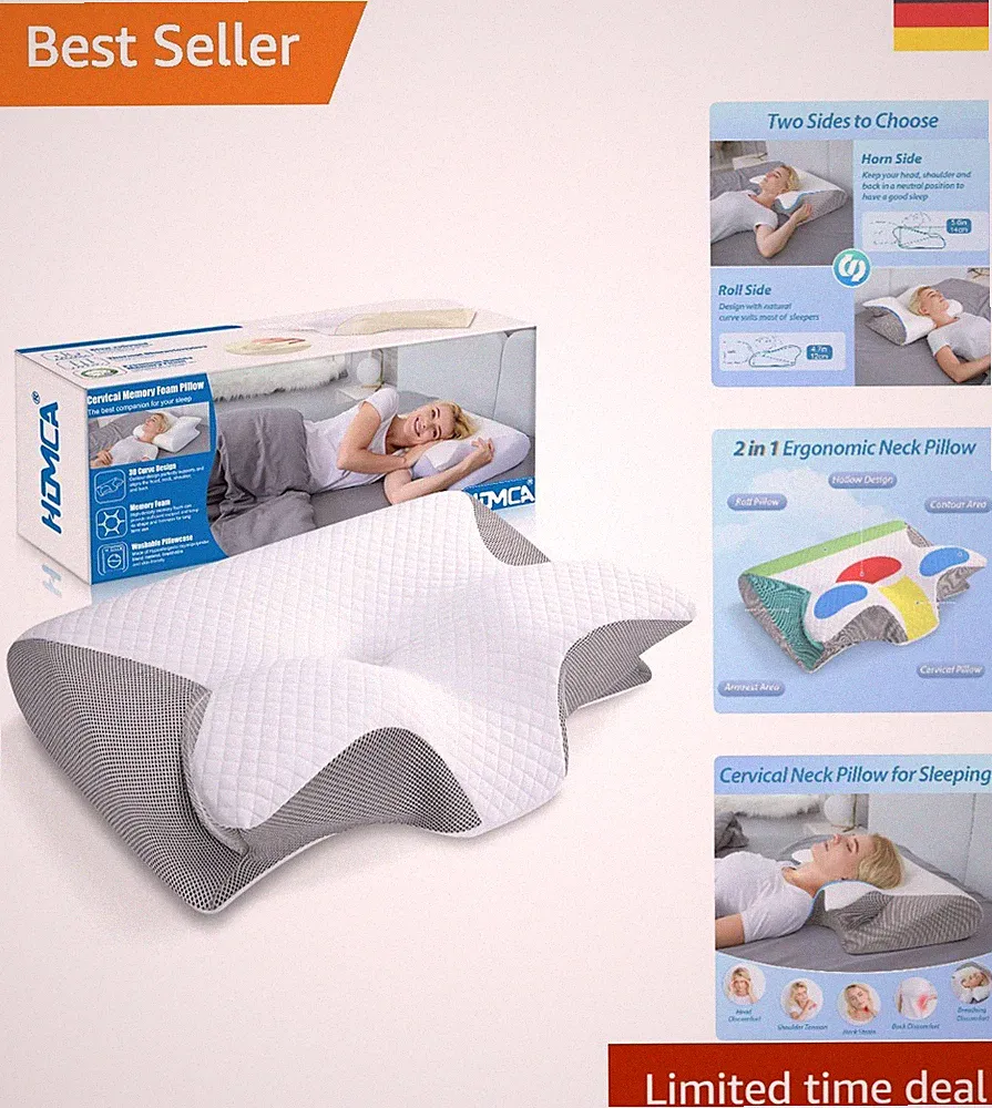 Ergonomisches Nackenkissen mit Armlehnen für Rücken-, Seiten- und Bauchschläfer