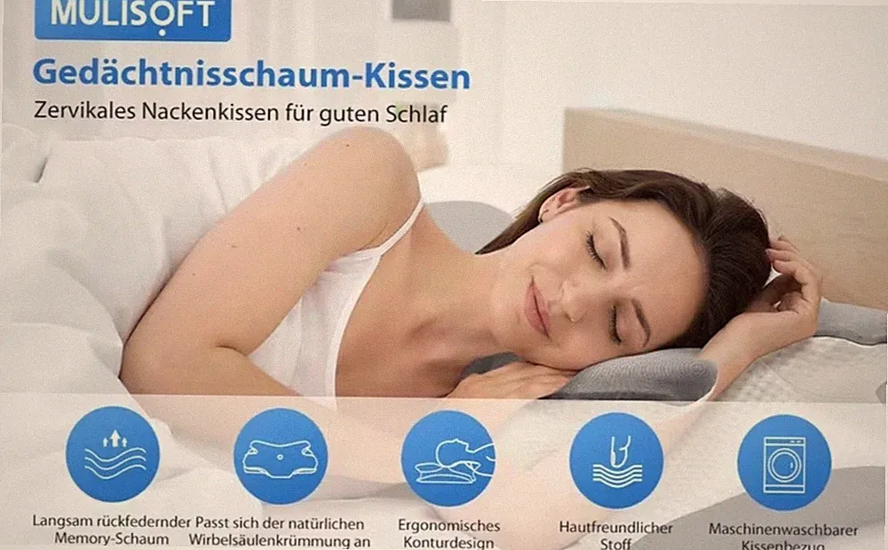 Ergonomisches Nackenkissen – Orthopädisches Schlafkissen aus Memory Schaum