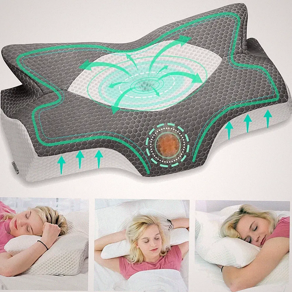 Ergonomisches Nackenstützkissen aus Memory Foam für Seitenschläfer, 64x38 cm