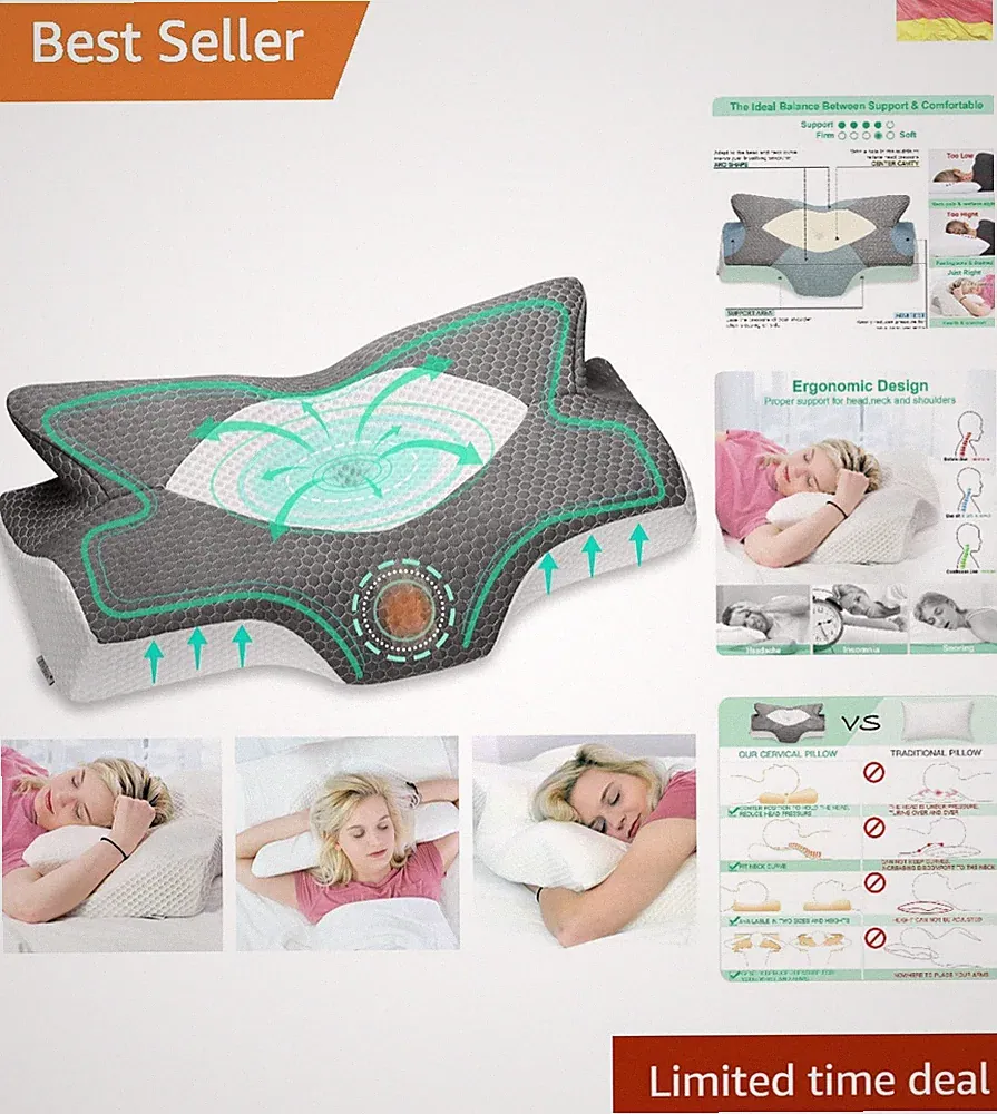 Ergonomisches Orthopädisches Memory Foam Kissen für Nacken- und Schulterstütze