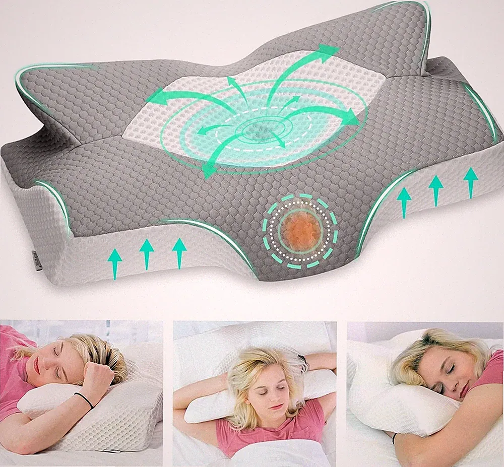 Ergonomisches Seitenschläferkissen | Nackenstütze mit Memory Foam