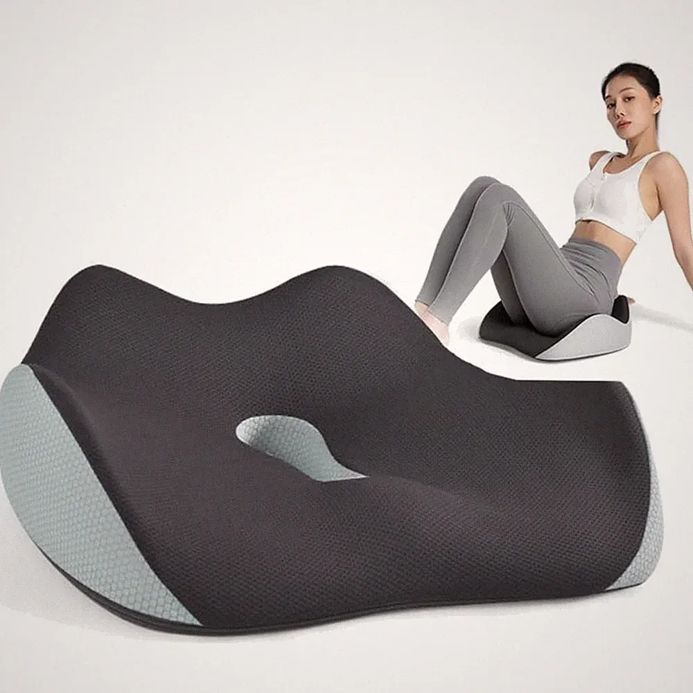 Ergonomisches Sitzkissen 45x36x13 cm Memory Foam orthopädisch rutschfest Grau