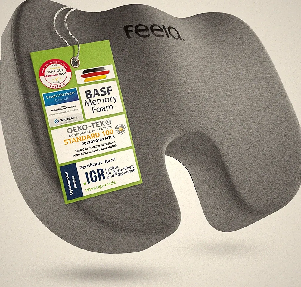 feela.® Orthopädisches Sitzkissen [3 Härtegrade] für Bürostuhl und mehr Komfort