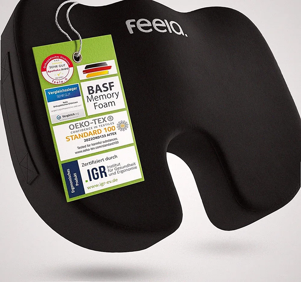Feela.® Orthopädisches Sitzkissen [3 Härtegrade] TESTSIEGER – Ergonomisches Sitz