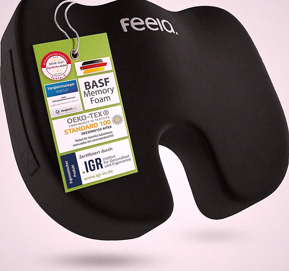 Feela.® Orthopädisches Sitzkissen [3 Härtegrade] TESTSIEGER – Ergonomisches Sitz