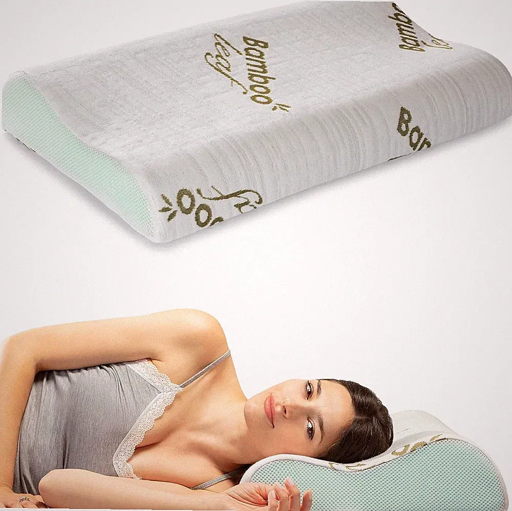 Flowen Nackenkissen Memory Foam orthopädisch 60x40 cm Bambusbezug Aloe-Vera