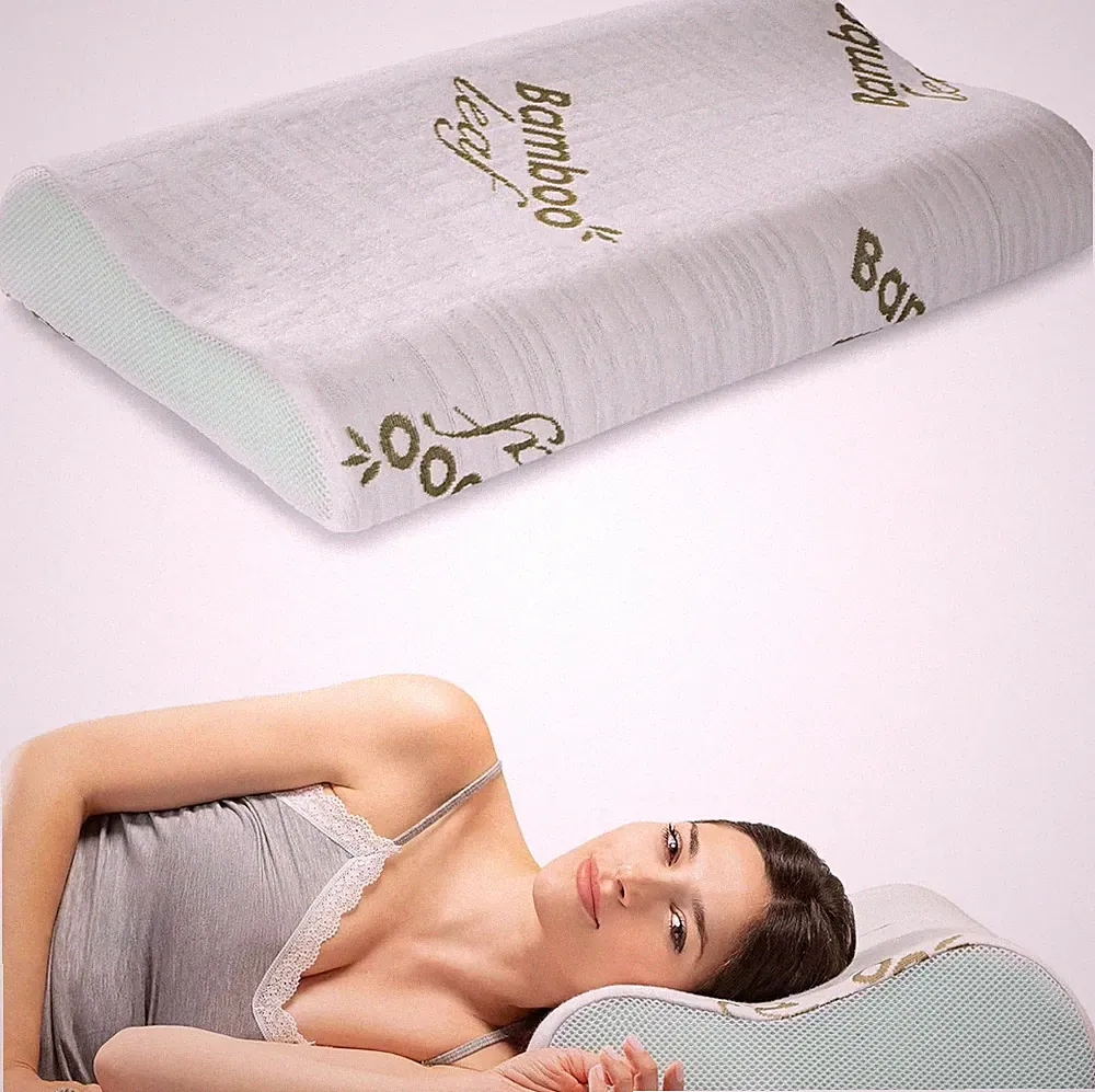 Flowen Nackenstützkissen Memory Foam ergonomisch 60x40 cm Bambus Bezug Aloe-Vera