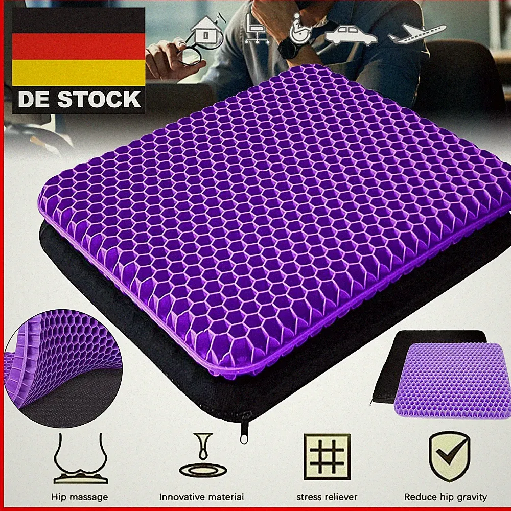 Gel Kissen Orthopädisches Sitzkissen für Auto Büro Rollstuhl Sitzerhöhung Lila