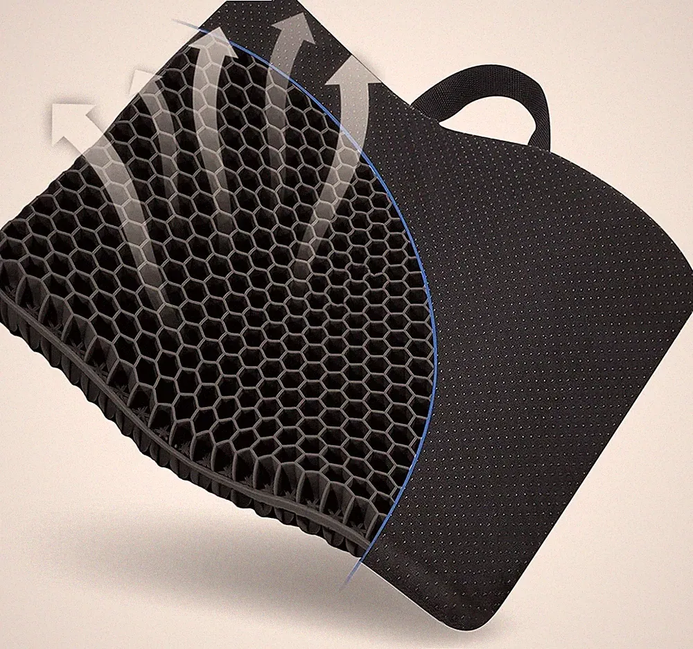Gel Sitzkissen 43x39cm orthopädisch atmungsaktiv rutschfestes Bürostuhl Kissen