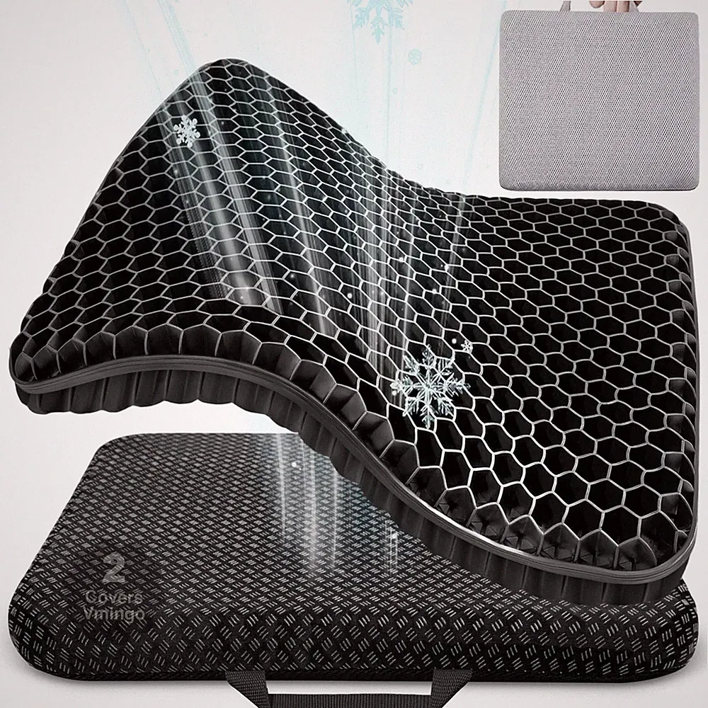 Gel Sitzkissen Orthopädisch Atmungsaktiv Rutschfest für Auto und Büro 44x39x4cm