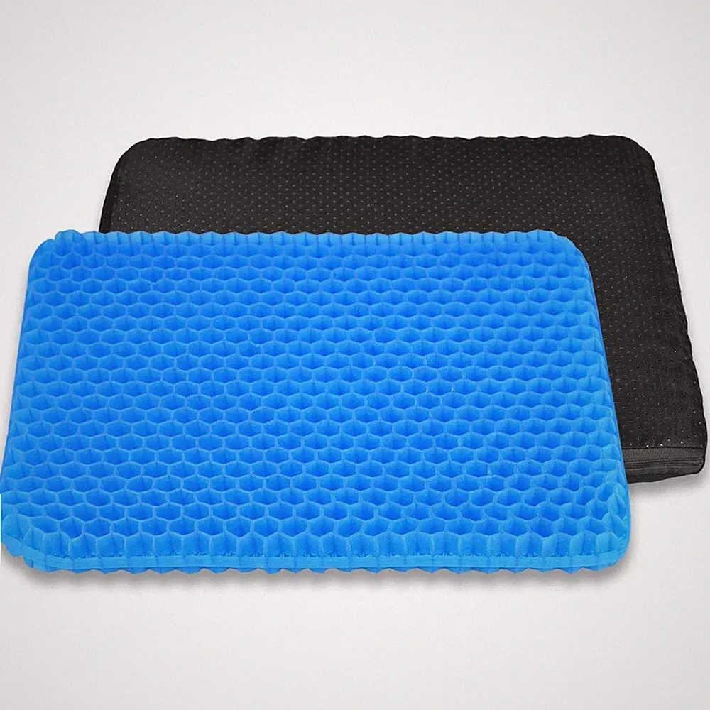 Gel Sitzkissen Orthopädisch Doppelschicht Verdickung Sitzkissen Stuhlkissen Blau