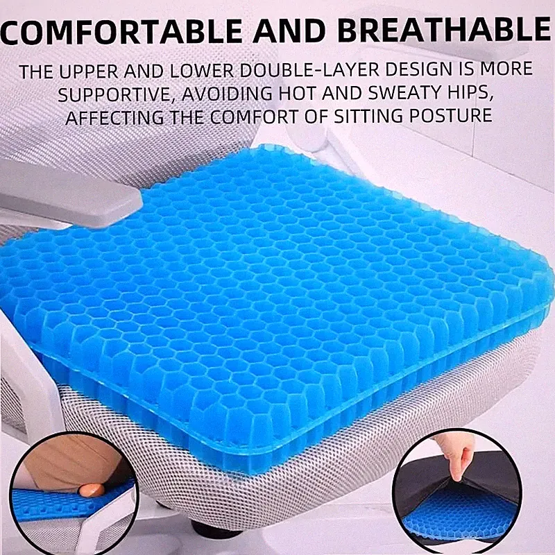Gel Sitzkissen Orthopädisch Wabenkissen Bürostuhl Auto Rollstuhl 40x35cm