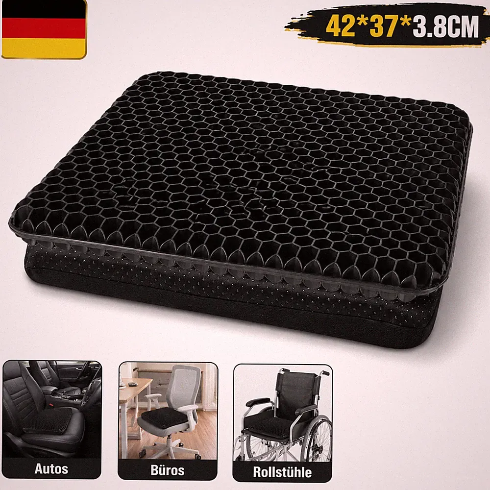Gel Sitzkissen Orthopädisches Gelsitzkissen KFZ Steißbeinkissen Atmungsaktiv