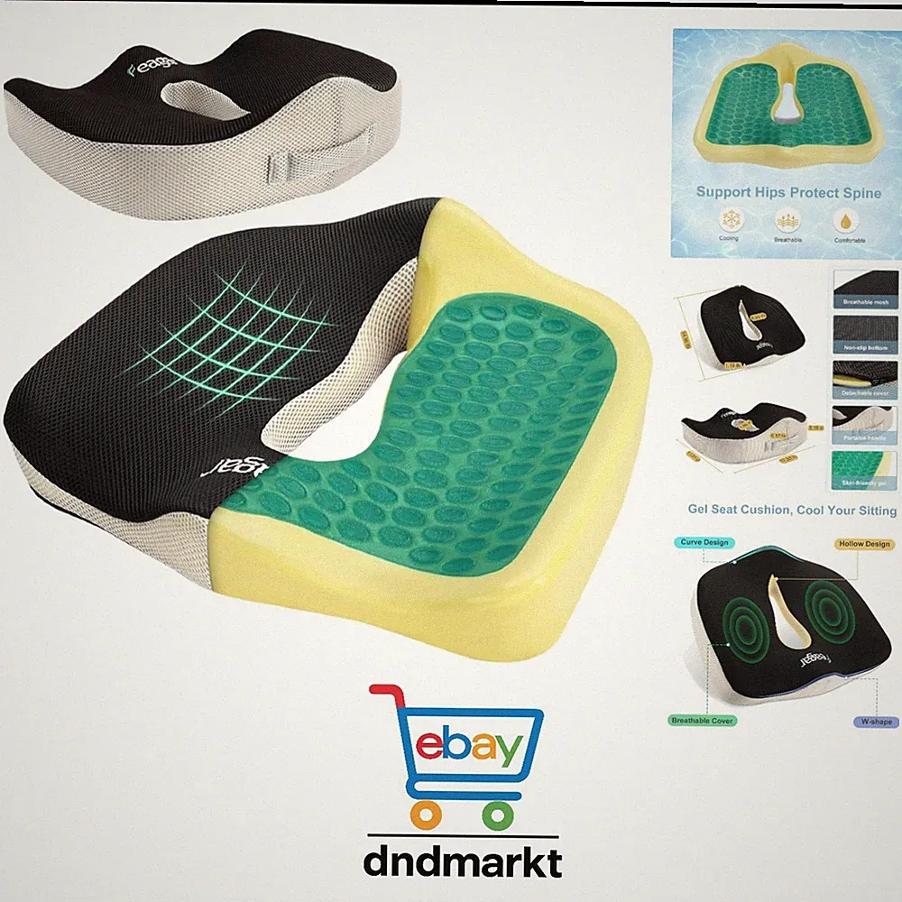 Gel Sitzkissen, Orthopädisches Sitzkissen aus Memory Foam, Ergonomisches Sitz...