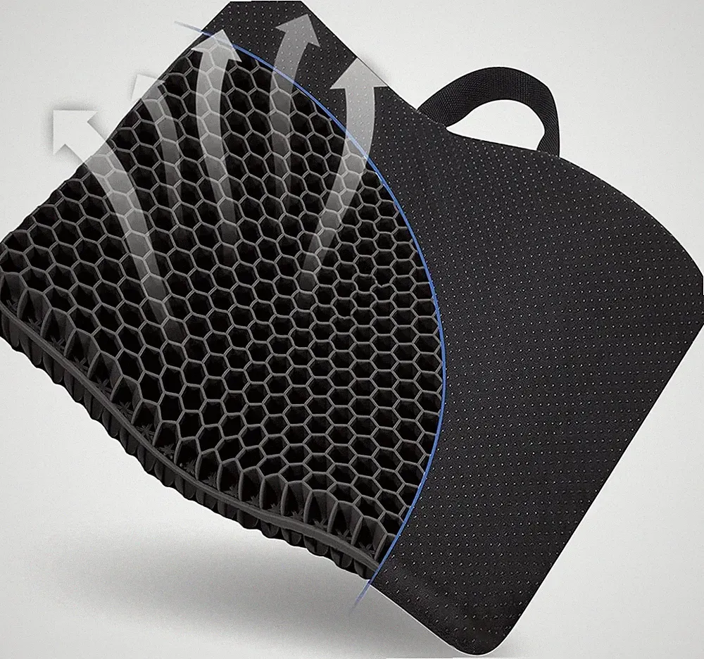 Gel Sitzkissen Schwarz Atmungsaktiv X-Large Orthopädisch Memory Foam Ergonomisch