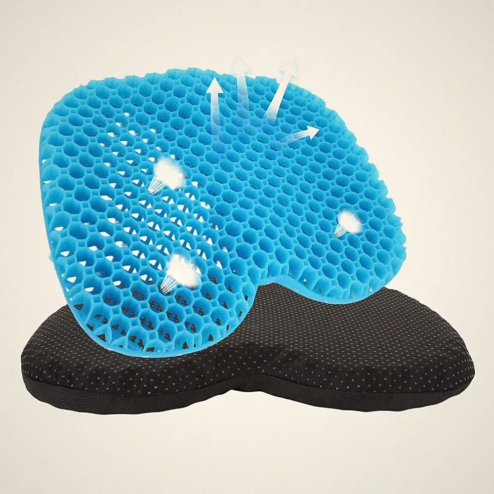Gel Sitzkissen Waben-Design Rutschfest Orthopädisch Komfort Auto Büro 40x32cm