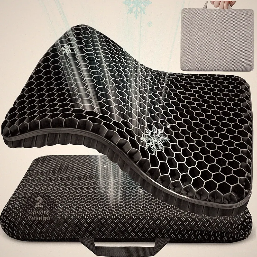 Gelkissen Sitzkissen Orthopädisch Rutschfest Atmungsaktiv Büro Auto 44x39x4cm
