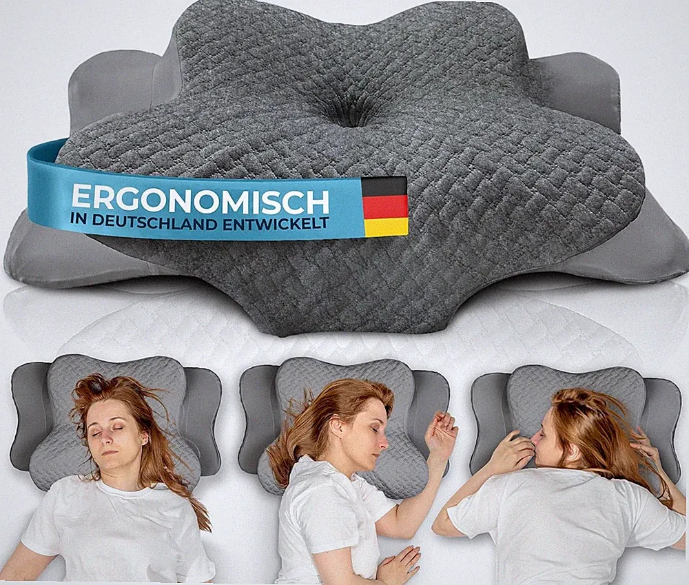 Glückstoff Ergonomisches Nackenstützkissen Memory Foam 40x60 cm Grau