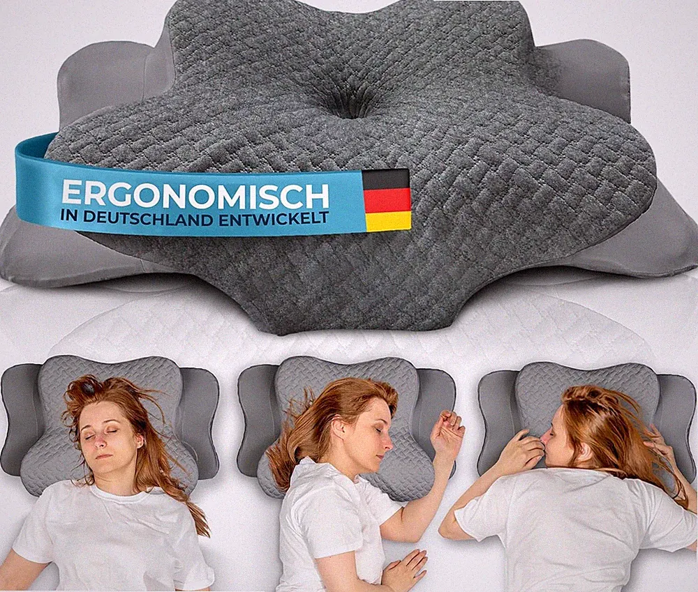 Glückstoff Ergonomisches Nackenstützkissen Memory Foam 40x60 cm Grau