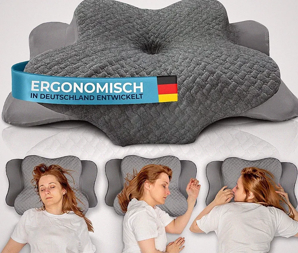 Glückstoff Ergonomisches Nackenstützkissen Memory Foam 60x40 cm Grau Viscoelasti