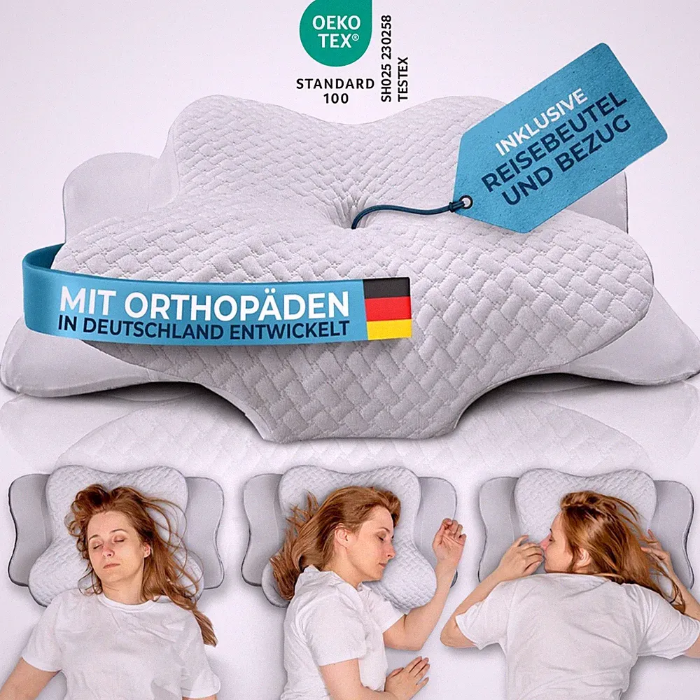 Glückstoff® Orthopädisches Kissen aus Memory Foam - Nackenstützkissen