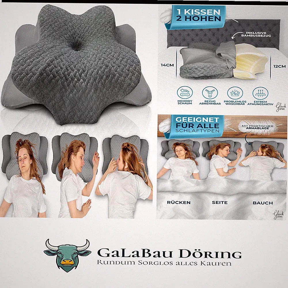 Glückstoff® Orthopädisches Kissen (Zertifiziert für alle Schlaftypen)
