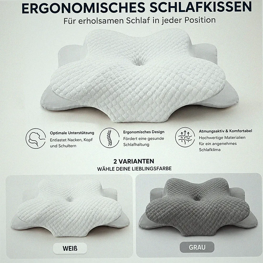 Glückstoff Orthopädisches Nackenstützkissen Memory Foam Ergonomisch 60x40