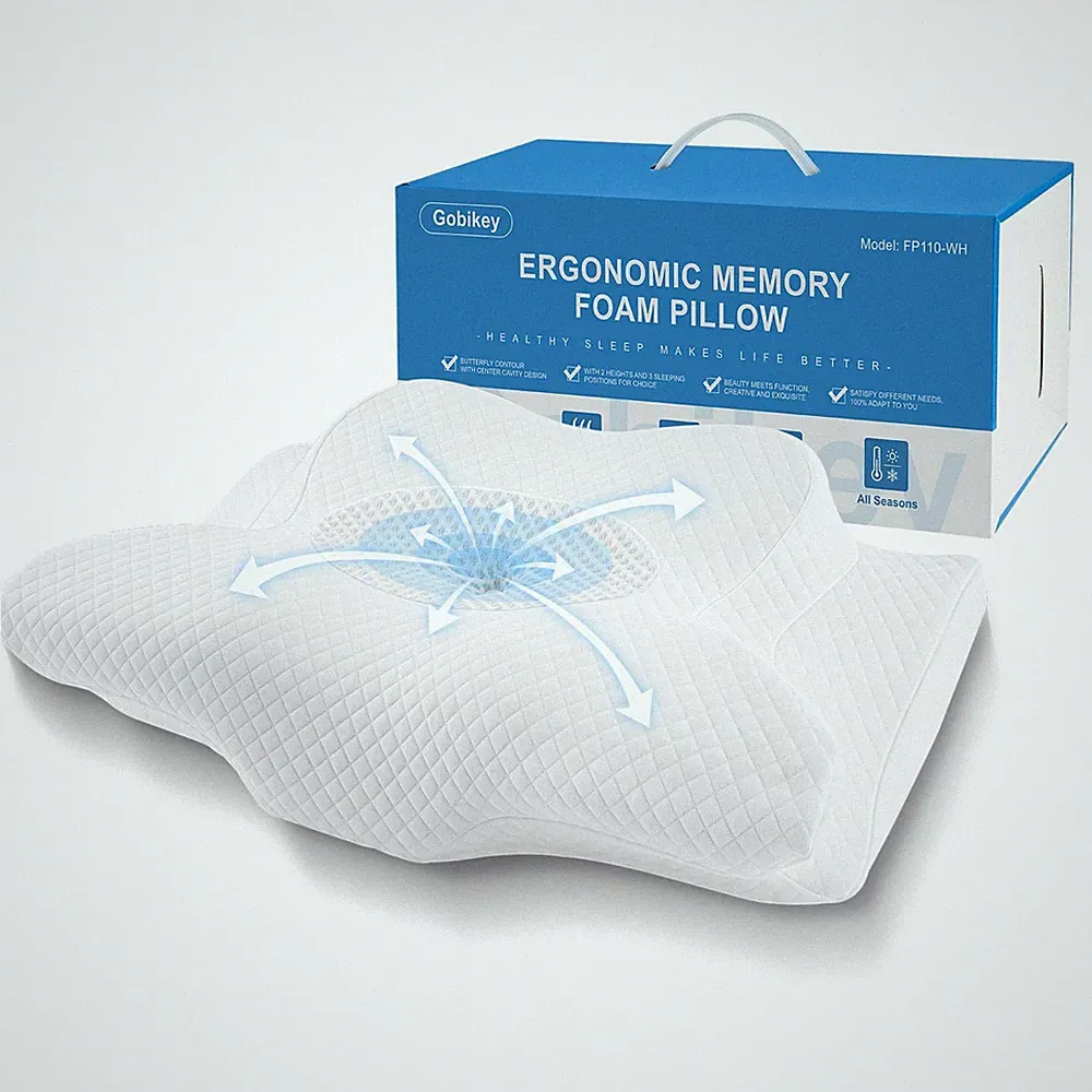 Gobikey Nackenkissen zum Schlafen, orthopädisches Memory Foam Kissen, 2 i...