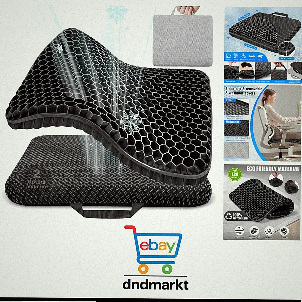 Großes Gel Sitzkissen Orthopädisch Doppelschicht VerdickungSitzkissen mit Rut...