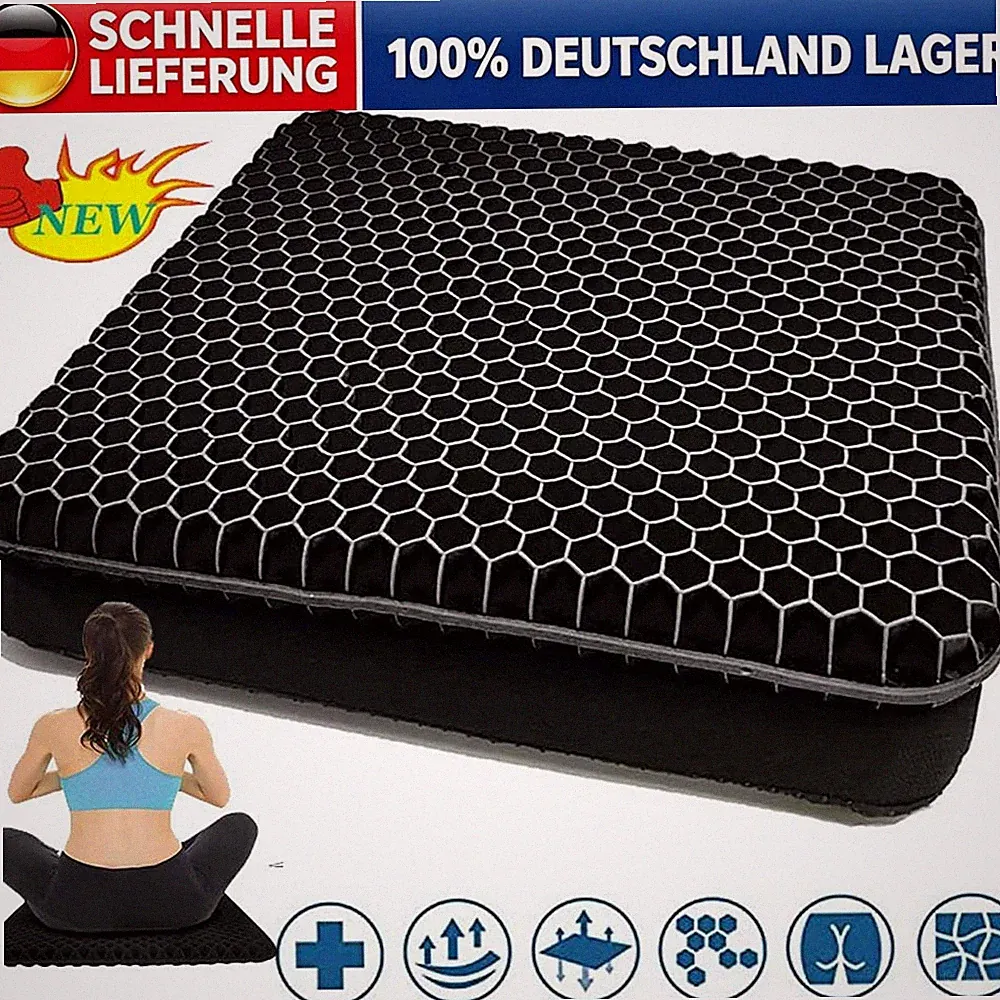 H Gel Sitzkissen Atmungsaktiv Sommer Orthopädisch Druckentlastung Büro Auto