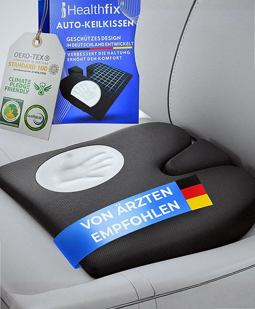 Healthfix® Auto-Keilkissen – Ergonomisches Orthopädisches Sitzkissen Fürs Auto