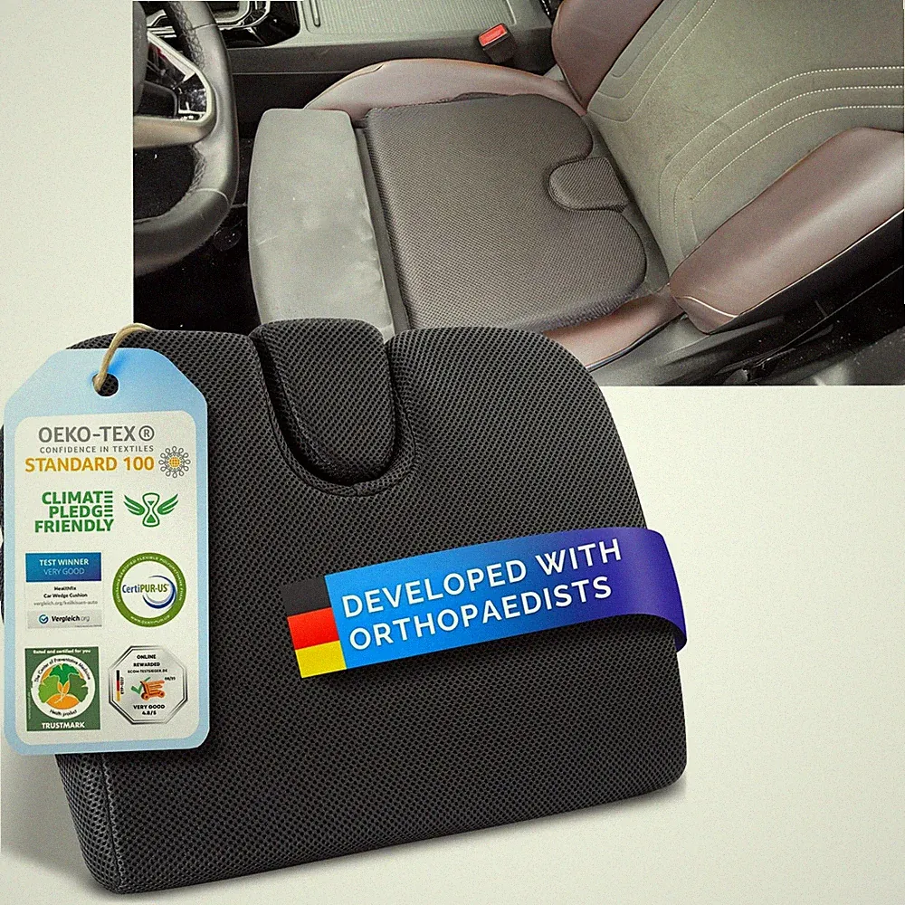 Healthfix Keilkissen für Autositz, orthopädisch aus Memory Foam, Kissen...