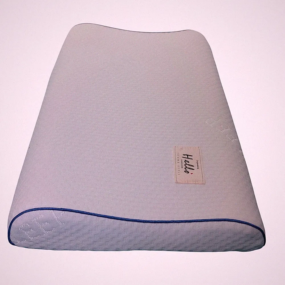 Hello Fashion Home Contour Latex Kissen Orthopädische Nackenstütze Weiß Blau 60 cm