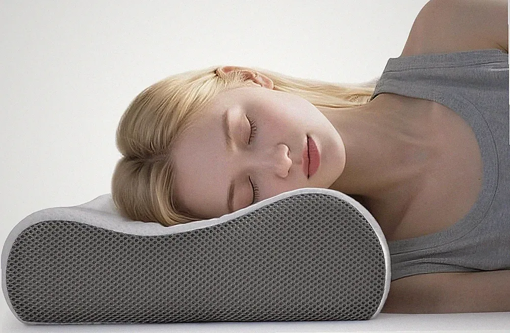 Hiimgo Memory Foam Kissen, orthopädisch bei Nacken- und Schulterschmerzen, grau Unterstützung P