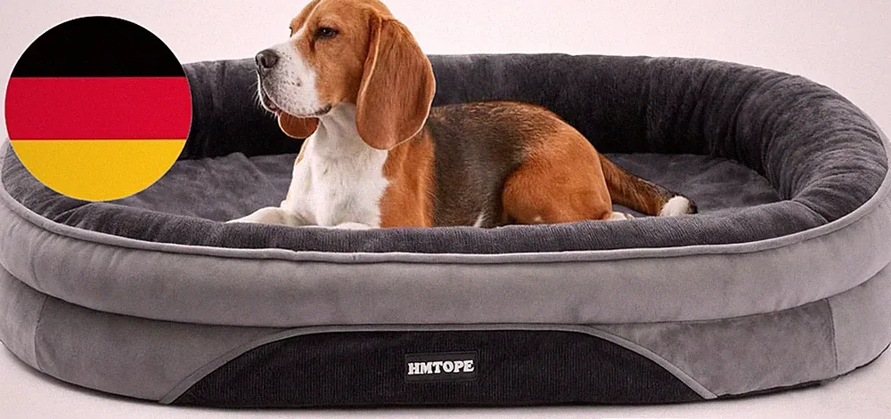 HMTOPE Orthopädisches Hundebett, Hundesofa, Vierseitiges Nackenrolle Kissen, Rut