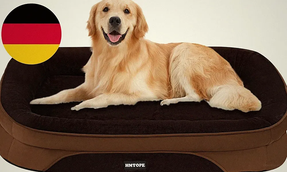 HMTOPE Orthopädisches Hundebett, Hundesofa, Vierseitiges Nackenrolle Kissen, Rut