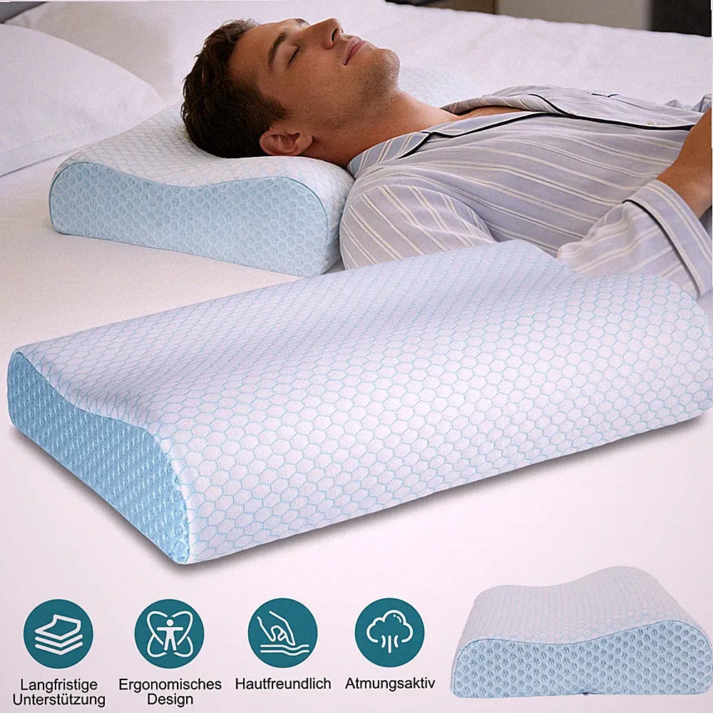 Höhenverstellbares Nackenkissen Memory Foam Orthopädisch Schlafkissen mit Bezug