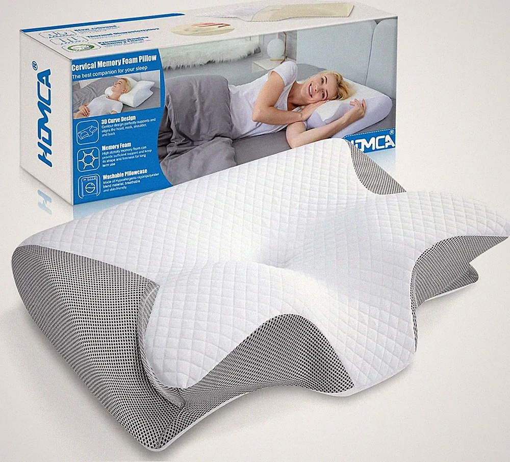 HOMCA 2 in 1 Ergonomisches Nackenkissen Kopfkissen Memory Foam Kissen Für Rücken