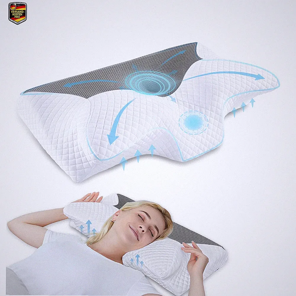 HOMCA Orthopädisches Kopfkissen Memory Foam Waschbar Grau 60x35