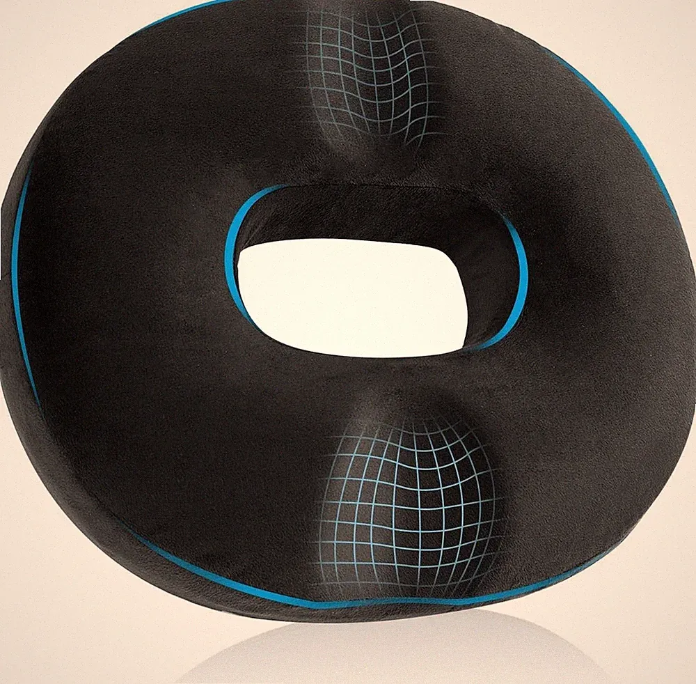 HOMCA Sitzkissen Donut orthopädisch Memory Foam 45x40x9 cm Schwarz