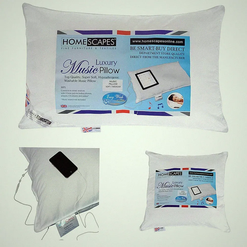 Homescapes waschbares 5* Qualität 100% Super Mikrofaser Musik Kissen weich oder fest