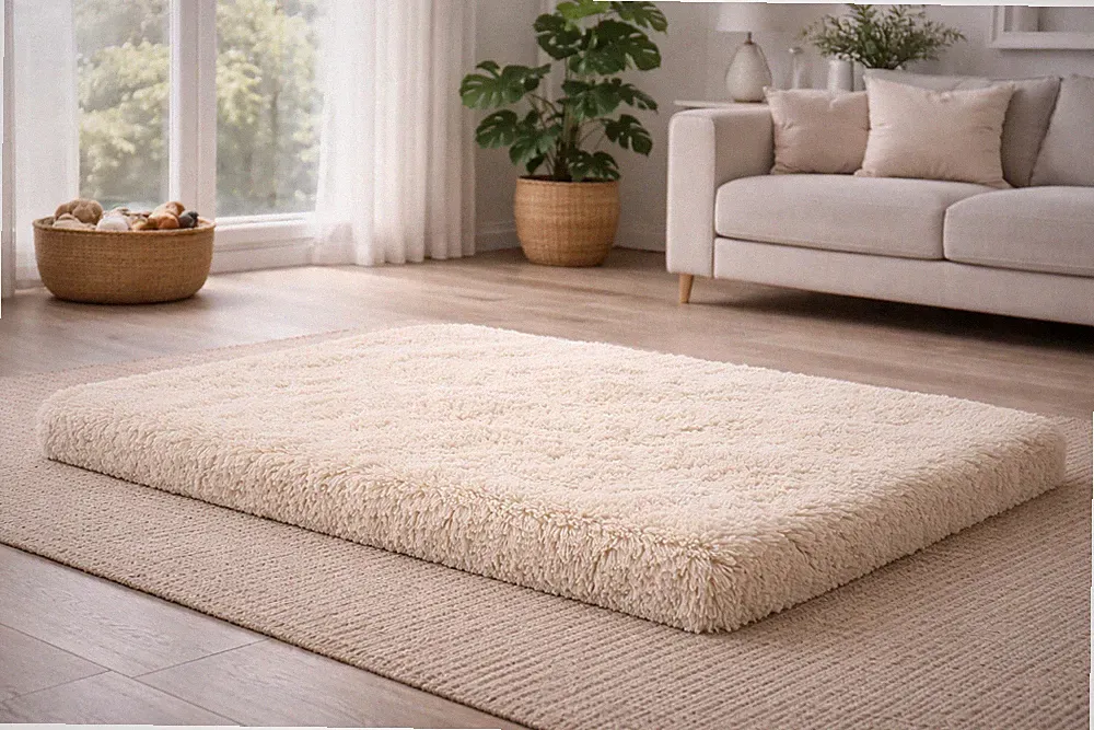 Hundebett Grosse Hunde, Waschbar Hundekissen flauschig 120x80x7cm - WEISS