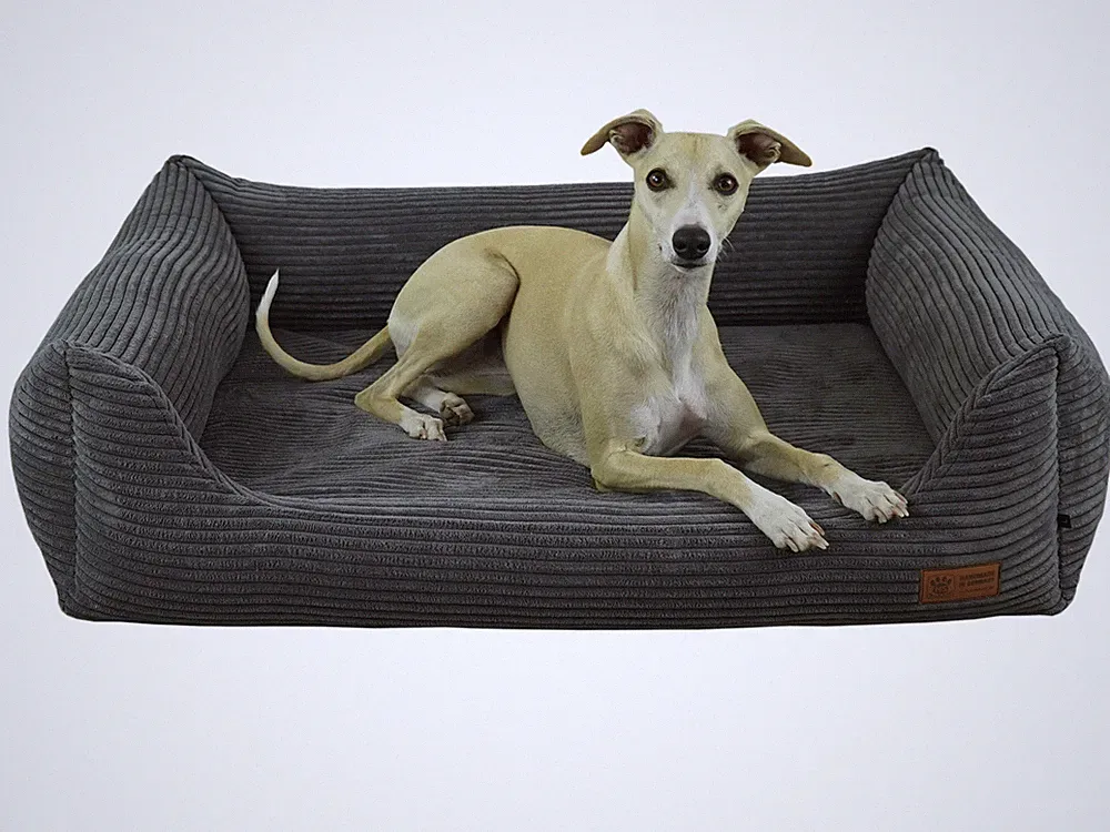 Hundebett Hundekissen Kuschelbett Deluxe orthopädisch waschbar Cord Anthrazit