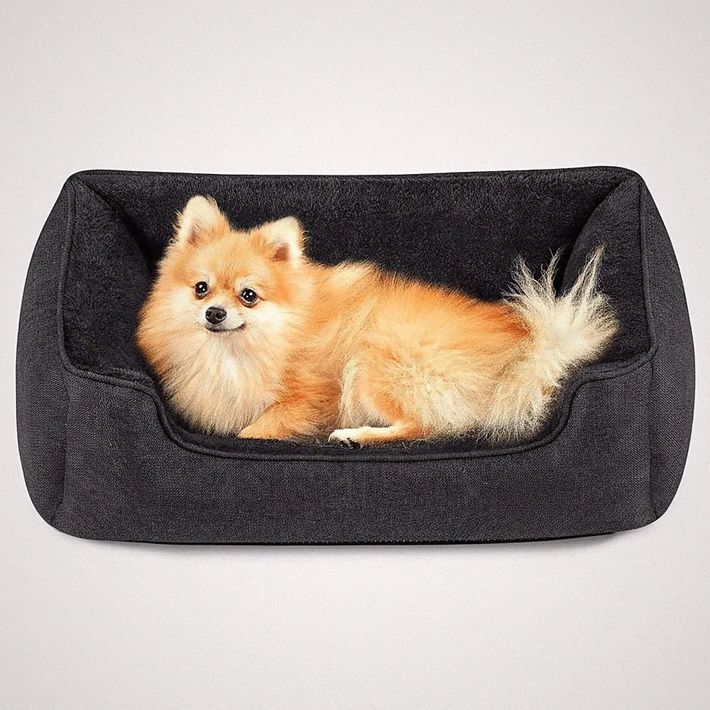 Hundebett Hundekissen Leinenoptik Orthopädisch für kleine Hunde