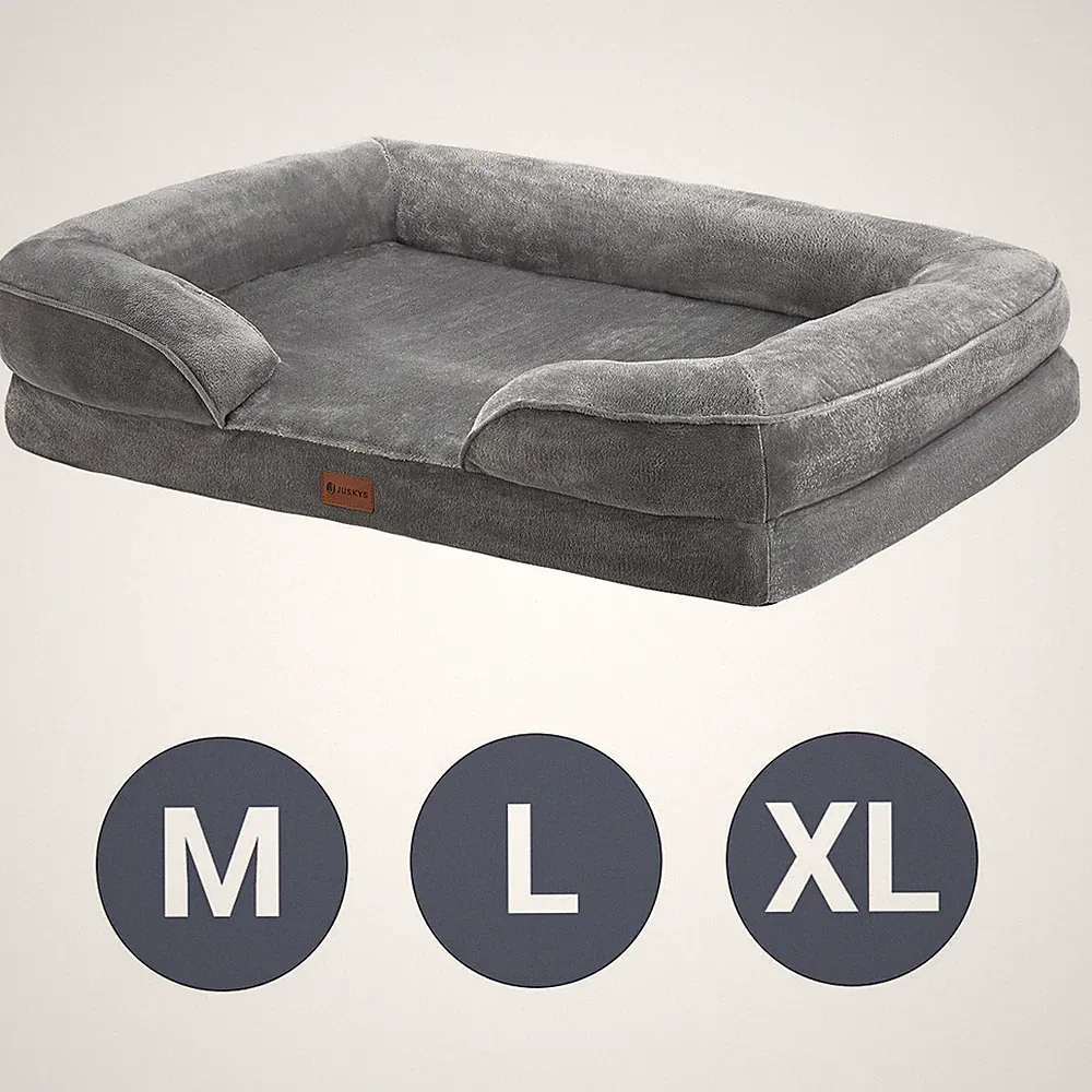 Hundebett Hundesofa Hundekissen Haustierbett orthopädisch flauschig Grau Juskys®