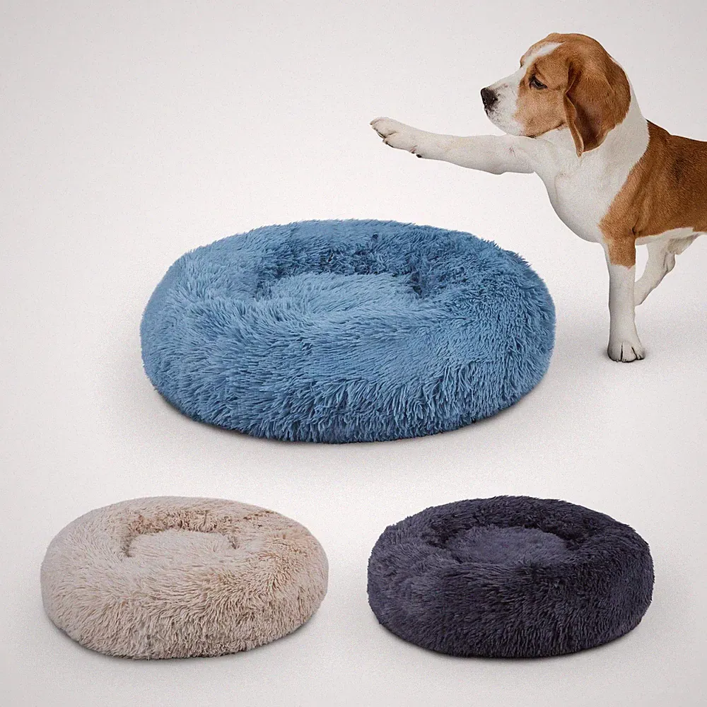 Hundebett L-XXL Katzenbett Hundekissen Plüsch Hundekorb Schlafplatz Rund Donut