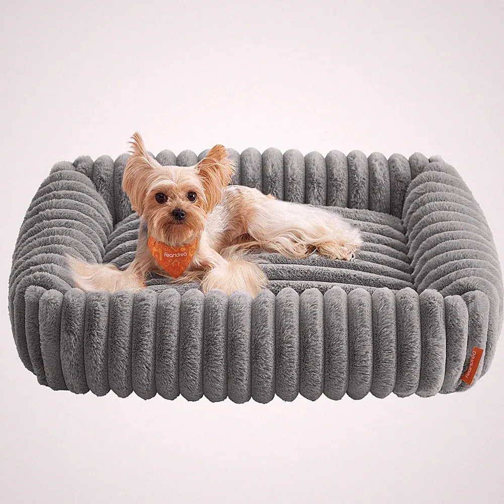 Hundebett, mittelgroßes orthopädisches Hundekörbchen, Hundekissen waschbar, F...