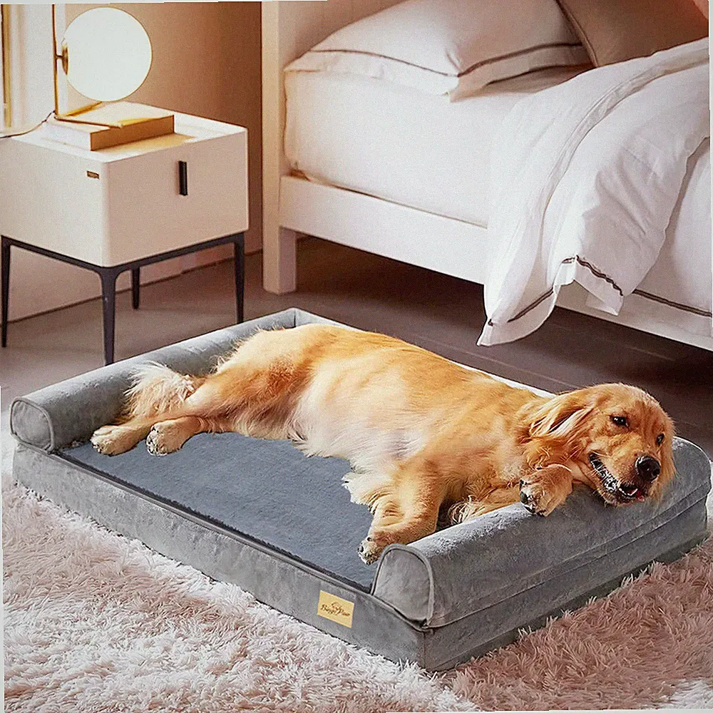 Hundebett Orthopädisch Hundematratze Hundesofa XXL Hundekissen Hundematte Grau