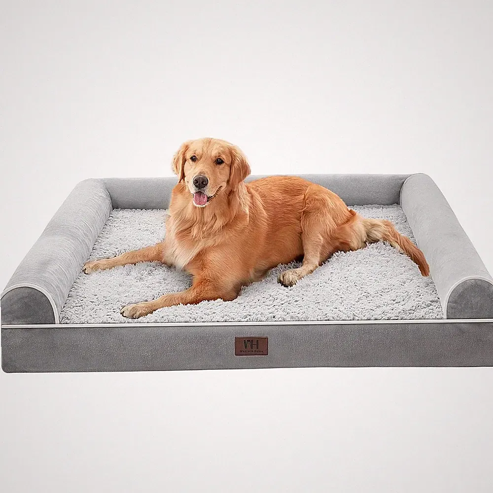 Hundebett orthopädisch waschbar großes hundekissen grau 106x76